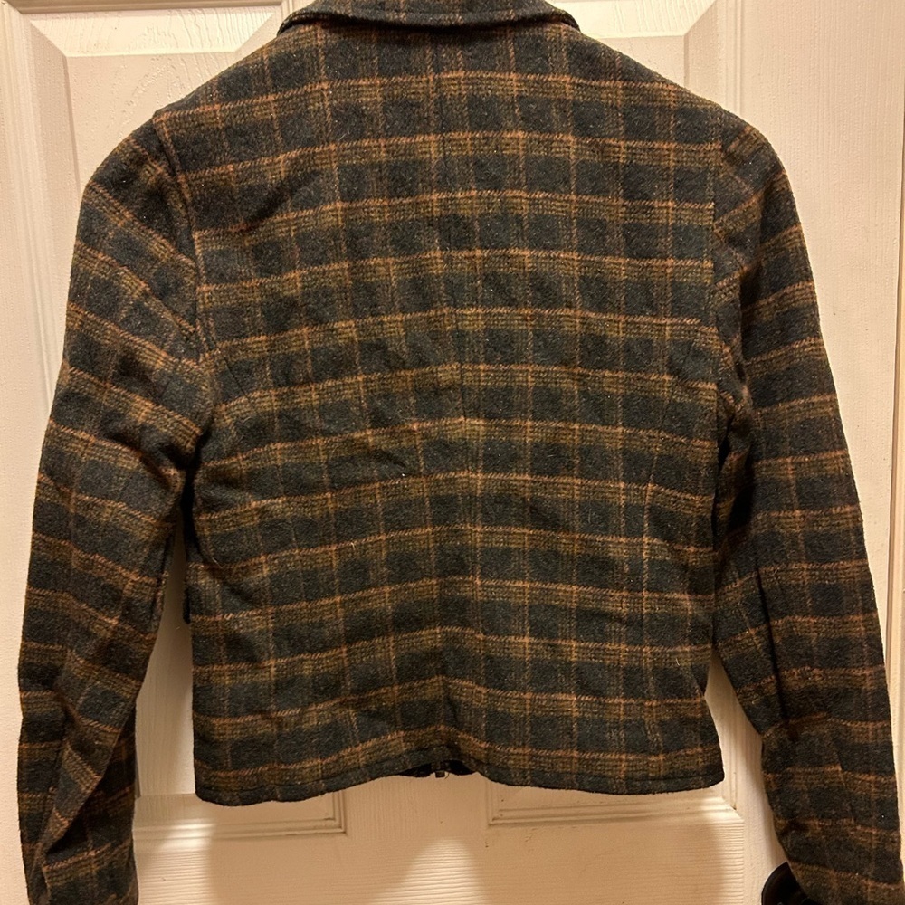 Harris Wallace Petites Gray & Brown Plaid Wool Blend Jacket Blazer Sz 2P - Picture 11 of 12